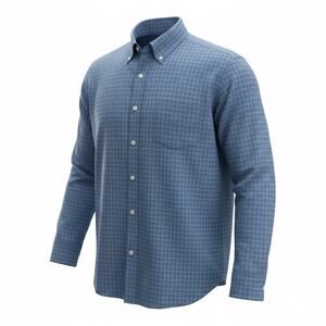 Chaps Men's Long Sleeved Dress Shirt - Blue Plaid Size 2XL Tall